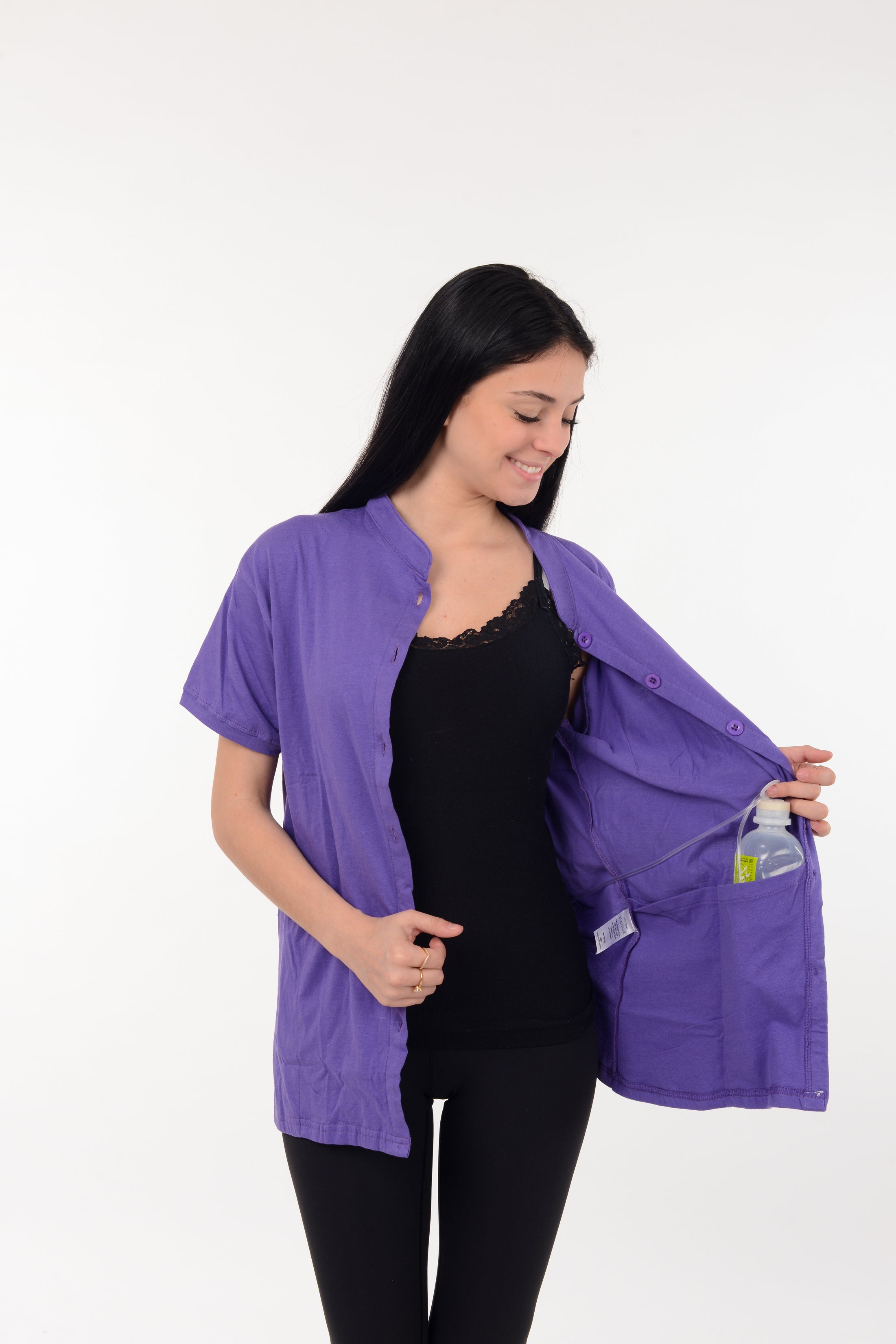 Post Mastectomy Band collar shirt with Drain pockets Camisole for Drain Management Systems